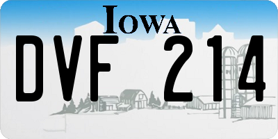 IA license plate DVF214