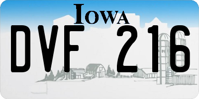 IA license plate DVF216