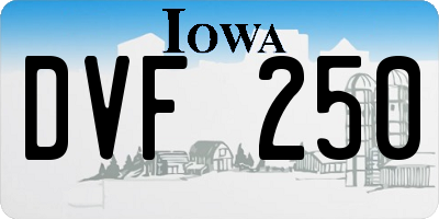 IA license plate DVF250