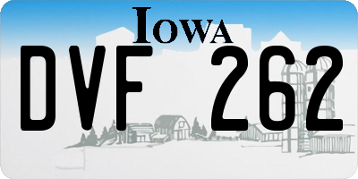IA license plate DVF262
