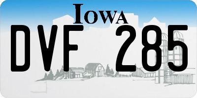 IA license plate DVF285
