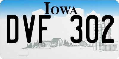 IA license plate DVF302