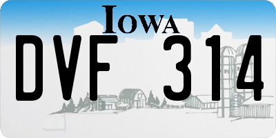 IA license plate DVF314