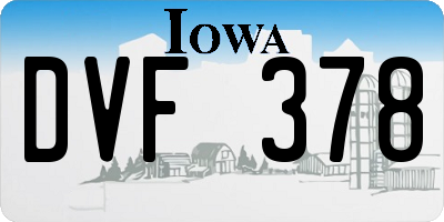 IA license plate DVF378
