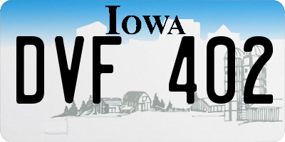 IA license plate DVF402