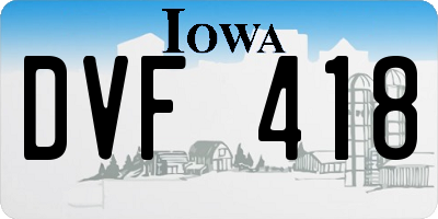 IA license plate DVF418