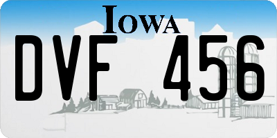 IA license plate DVF456