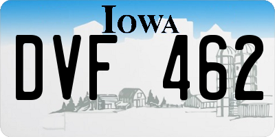 IA license plate DVF462