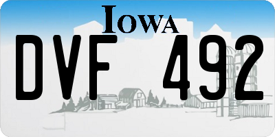 IA license plate DVF492