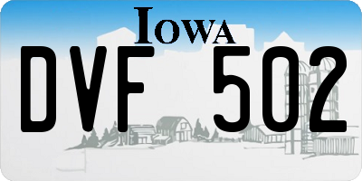 IA license plate DVF502