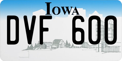 IA license plate DVF600