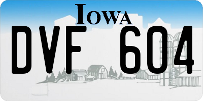 IA license plate DVF604