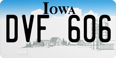 IA license plate DVF606
