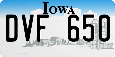 IA license plate DVF650