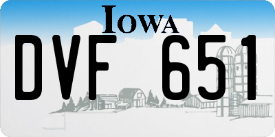 IA license plate DVF651