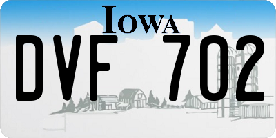 IA license plate DVF702