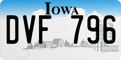 IA license plate DVF796