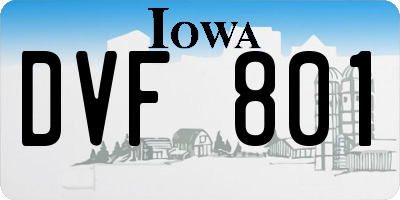 IA license plate DVF801