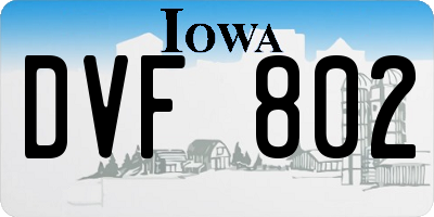 IA license plate DVF802
