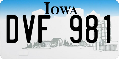 IA license plate DVF981