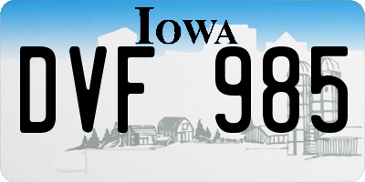 IA license plate DVF985