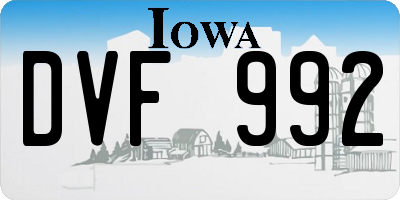 IA license plate DVF992