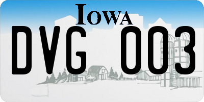 IA license plate DVG003