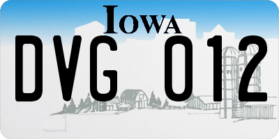 IA license plate DVG012