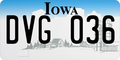 IA license plate DVG036