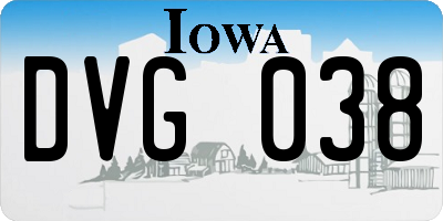 IA license plate DVG038