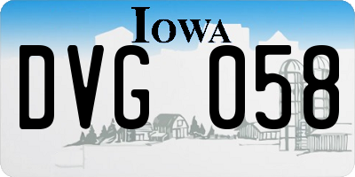 IA license plate DVG058