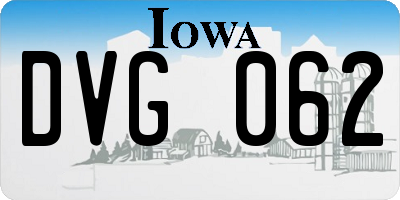 IA license plate DVG062