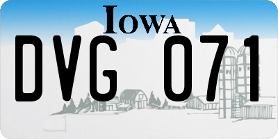 IA license plate DVG071