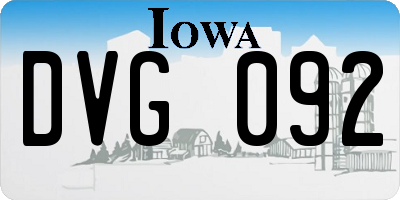 IA license plate DVG092