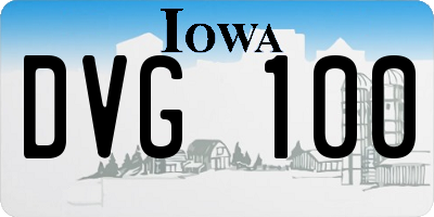 IA license plate DVG100