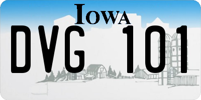 IA license plate DVG101