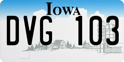 IA license plate DVG103