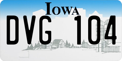 IA license plate DVG104