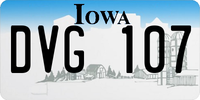 IA license plate DVG107