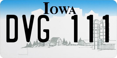 IA license plate DVG111