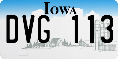 IA license plate DVG113