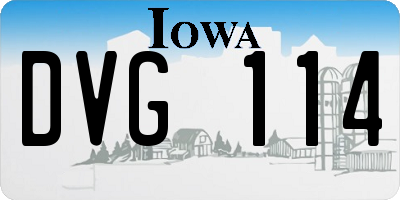 IA license plate DVG114