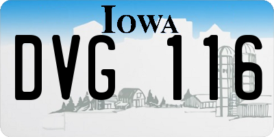 IA license plate DVG116