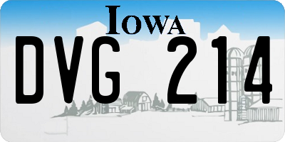 IA license plate DVG214