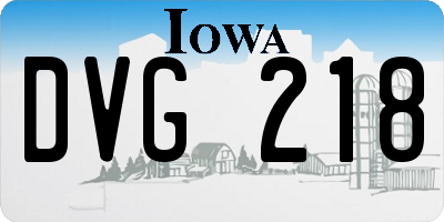 IA license plate DVG218