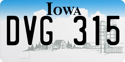 IA license plate DVG315