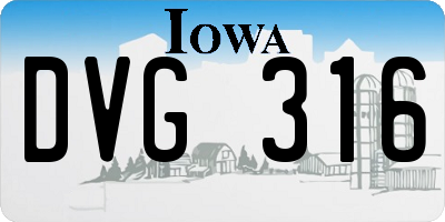 IA license plate DVG316