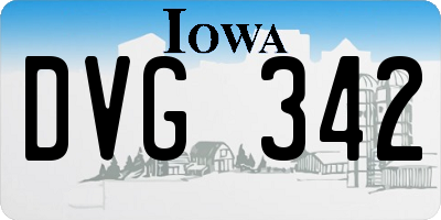 IA license plate DVG342