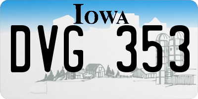 IA license plate DVG353