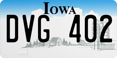 IA license plate DVG402